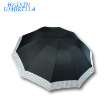 Parapluie Pluie Black Guarda-Chuva / Sombrinha Roman Gentleman Amérique du Sud Grand parapluie pliant en tissu pongé